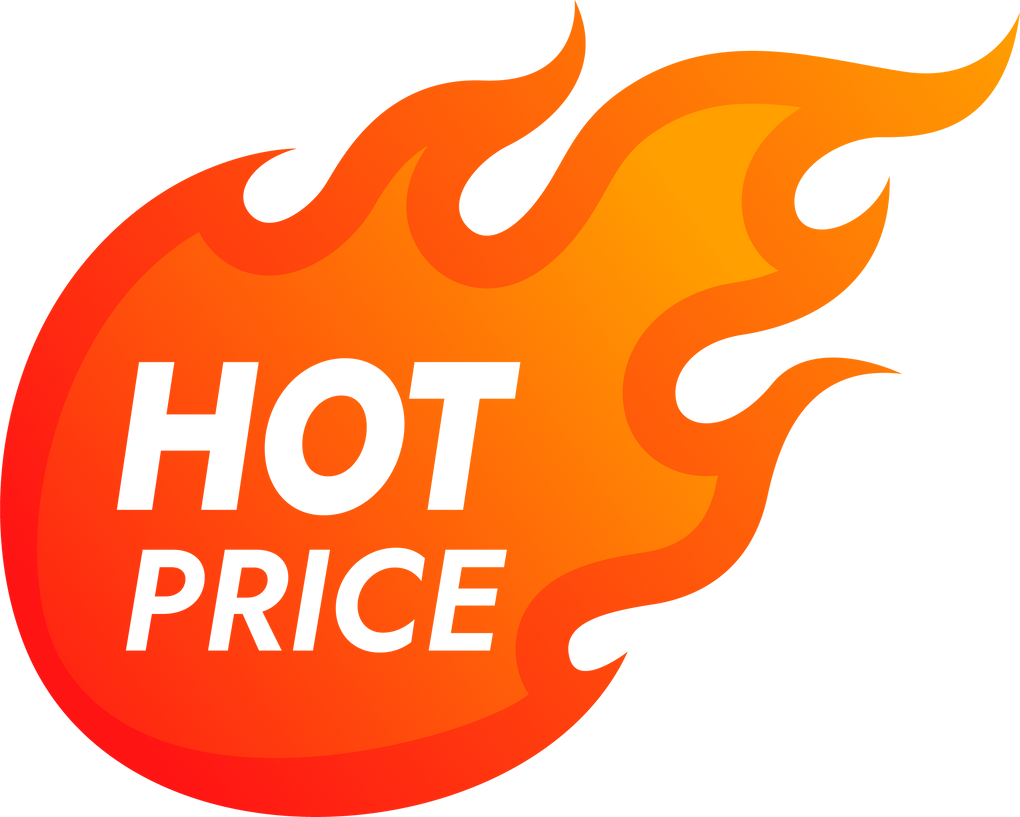 Hot price deal promotion label with fire flame